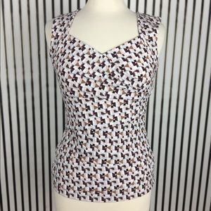 White House Black Market Brown Geometric Blouse
